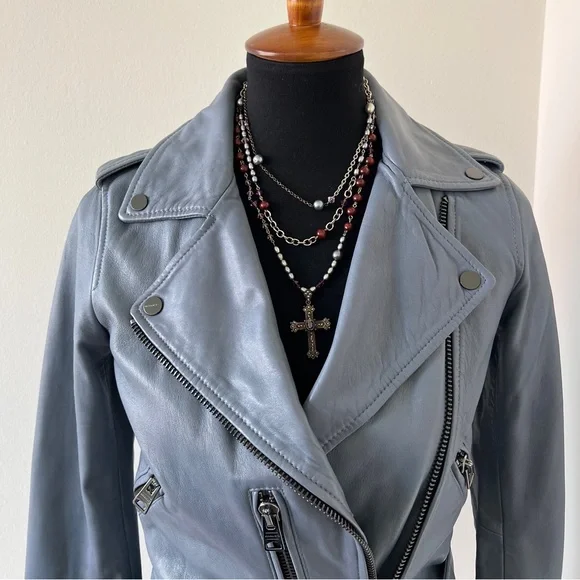Allsaints All Saints Balfern Slim Fit Sheepskin Leather Jacket NEW - XS / US2